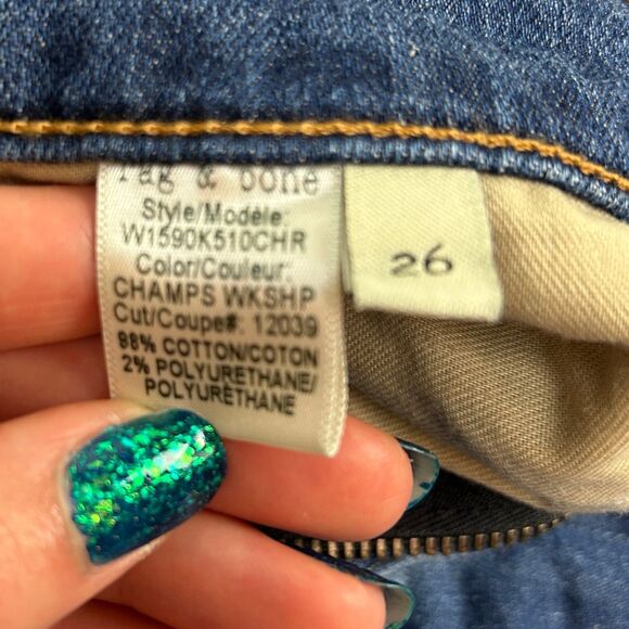 Rag & Bone the Dre Blue Denim & Plaid Flannel Patchwork Jeans Tapered Leg sz 26 - Picture 13 of 15